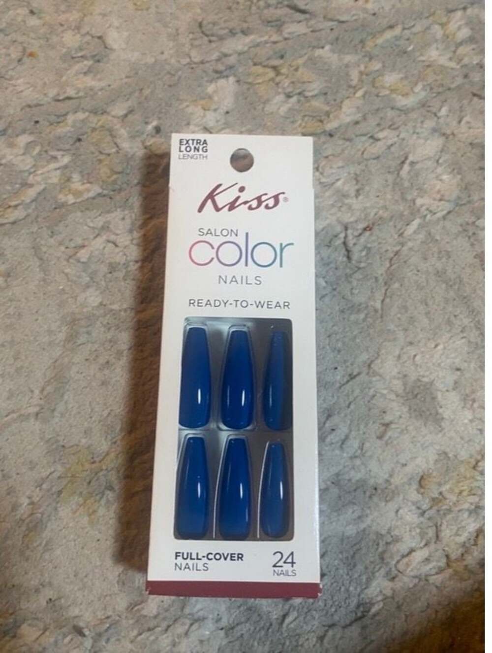 Kiss Salon Color Nails - Extra Long - Shiny Fantastic Blue - 24 Nails